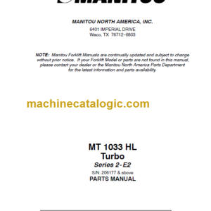 Manitou MT 1033 HL Turbo Series 2-E2 Parts Manual