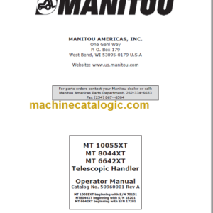 Manitou MT 10055XT Operator Manual