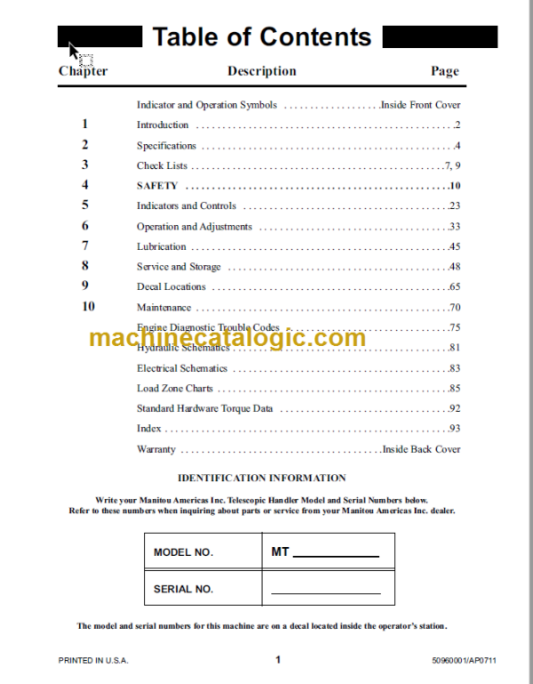 Manitou MT 10055XT Operator Manual