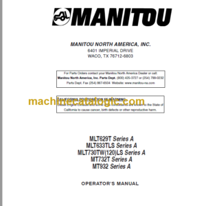 Manitou MT 732T Series A OPERATOR'S MANUAL