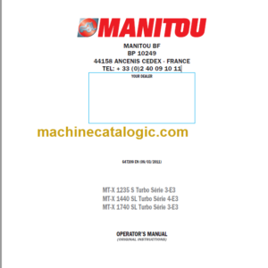 Manitou MT-X 1235 S Turbo Série 3-E3 Operator's Manual