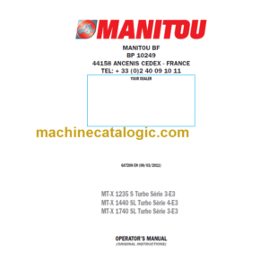 Manitou MT-X 1740 SL Turbo Série 3-E3 Operator's Manual