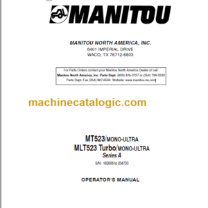 Manitou MT 523 OPERATOR'S MANUAL