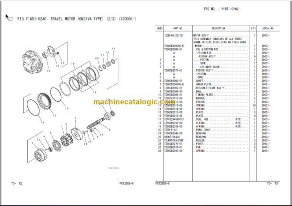 Komatsu PC128US-8W Engine Parts Book