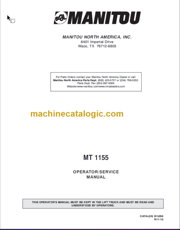 Manitou MT 1155 OPERATOR Service Manual