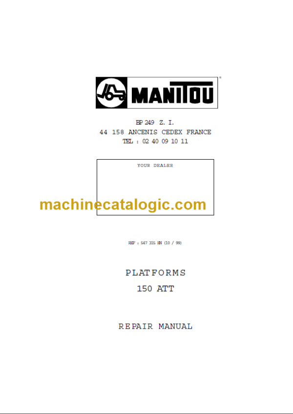 Manitou 150 ATT Repair Manual