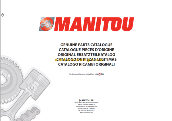 Manitou MT 1030 S S4 E3 Genuine Parts Catalogue