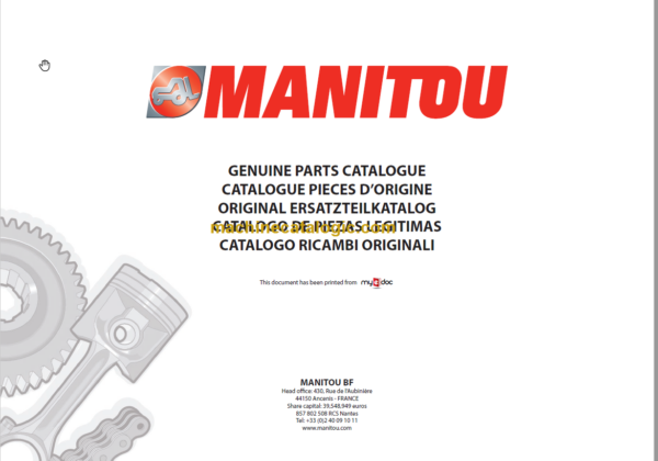 Manitou MT 625 S1 E3 Parts Catalogue