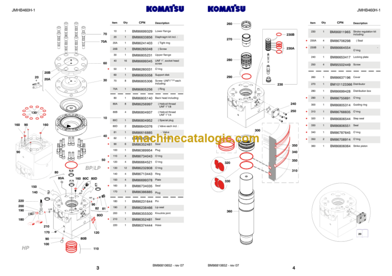 Komatsu JMHB460H-1 Hydraulic Breaker Parts Catalog
