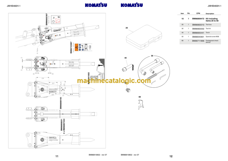 Komatsu JMHB460H-1 Hydraulic Breaker Parts Catalog