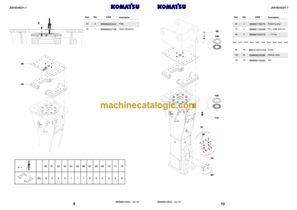 Komatsu JMHB460H-1 Hydraulic Breaker Parts Catalog