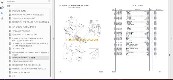 Komatsu WA320-5 Wheel Loader Parts Book WA320-30001 And Up