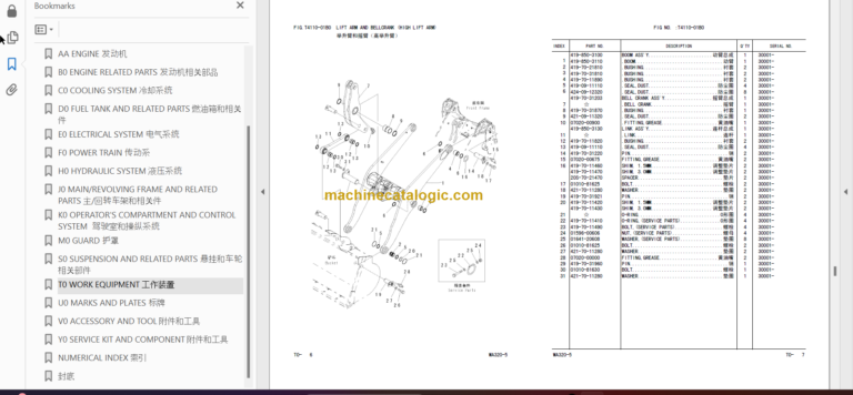 Komatsu WA320-5 Wheel Loader Parts Book WA320-30001 And Up