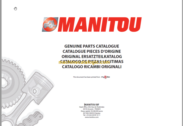 Manitou MT 1840 R PRIVILEGE Genuine Parts Catalogue