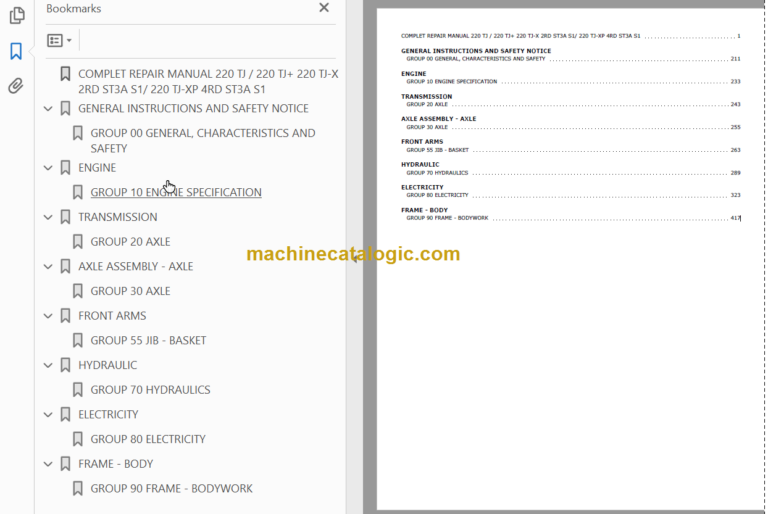 Manitou 220 TJ REPAIR MANUAL