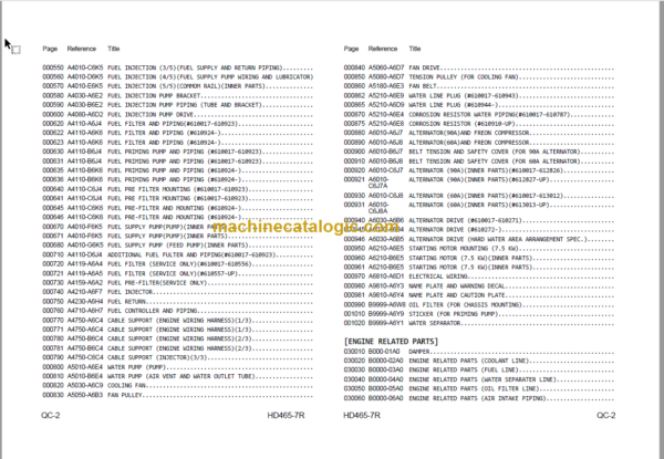 Komatsu HD465-7R Dump Truck Parts Book