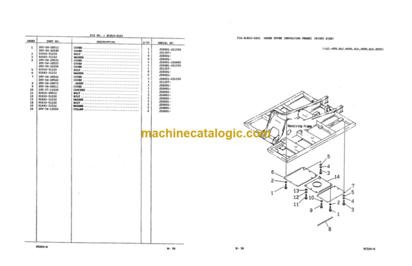 Komatsu PC200-6 PC200LC-6 Hydraulic Excavator Parts Book J20001 and up