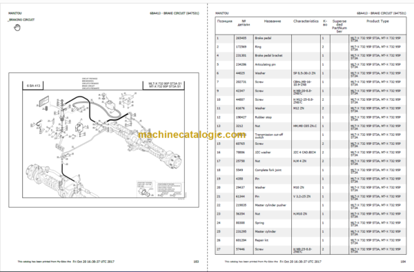 Manitou MT-X 732 95P ST3A Parts Catalogue