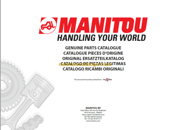 Manitou MT 835 ST3B Parts Catalogue