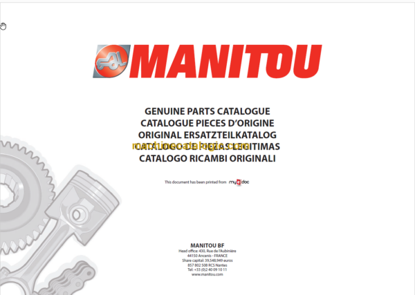 Manitou MT 523 MONO ULTRA SB E2 Parts Catalogue