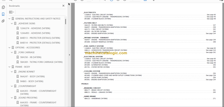 Manitou MT 523 MONO ULTRA SB E2 Parts Catalogue