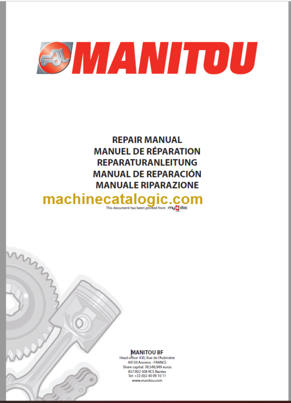 Manitou MT 1840 A Repair Manual