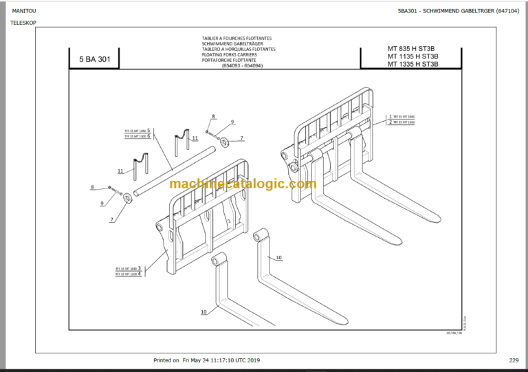 Manitou MT 835 ST3B Parts Catalogue