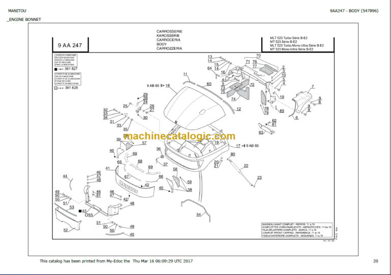 Manitou MT 523 MONO ULTRA SB E2 Parts Catalogue