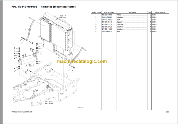 Komatsu WA600-8E0 SAA6D170E-7 Parts Book