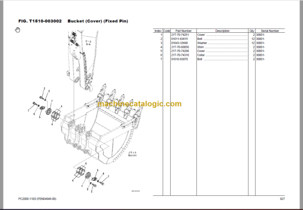 Komatsu PC2000-11E0 Hydraulic Excavator Parts Book