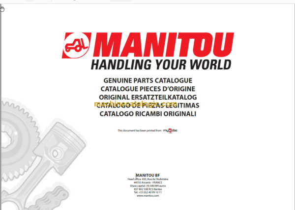 Manitou MT 625 H COMFORT ST3B Parts Catalogue