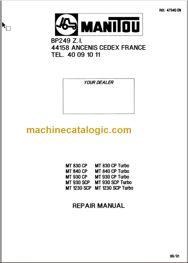 Manitou MT 830CP T Repair Manual