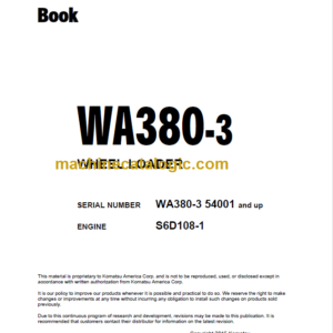 Komatsu WA380-3 Wheel Loader Parts Book