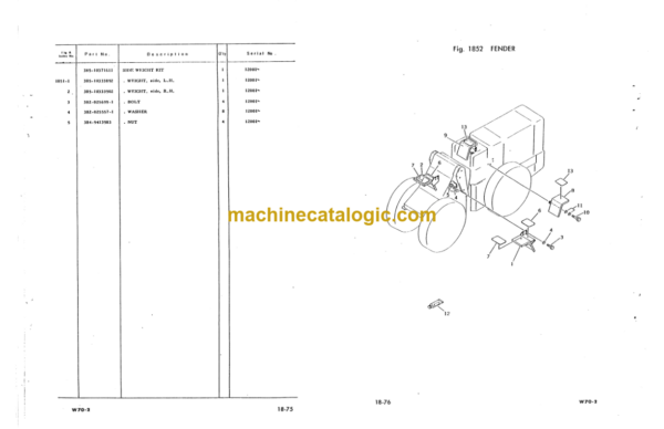 Komatsu W70-2 Parts Book