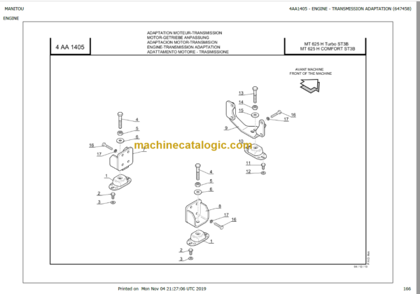 Manitou MT 625 H COMFORT ST3B Parts Catalogue