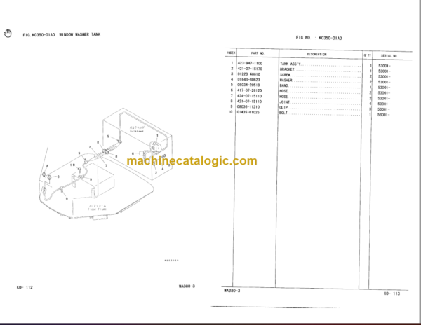 Komatsu WA380-3 Wheel Loader Parts Book