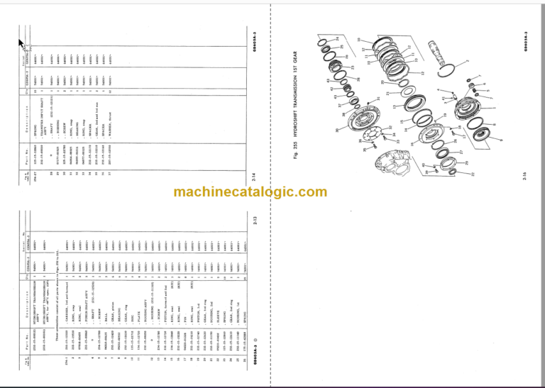 Komatsu GD605A-3 GD655A-3 Motor Grader Parts Book