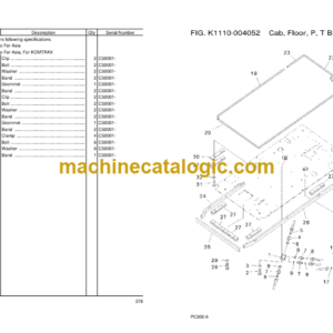 Komatsu PC300-8 PC300LC-8 Hydraulic Excavator Parts Book