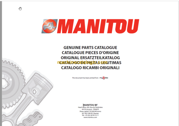 Manitou MT 732 SB E2 Parts Catalogue