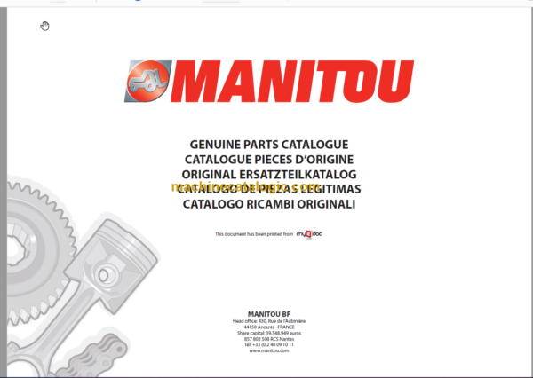 Manitou MT 1030 EASY 75D ST3B S1 Parts Catalogue