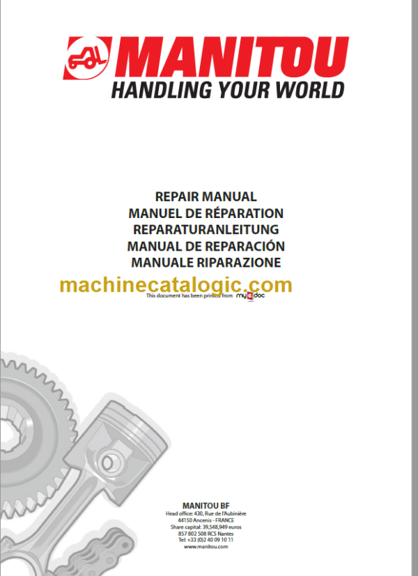 Manitou TMT 25.25 25.20 25.15 Series 1-E2 Repair Manual FR