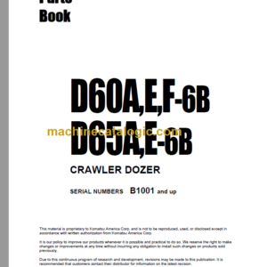 Komatsu D60A E F-6B D65A E-6B Crawler Dozer Parts Book