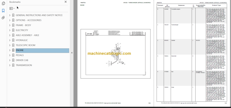 Manitou MT 732 SB E2 Parts Catalogue