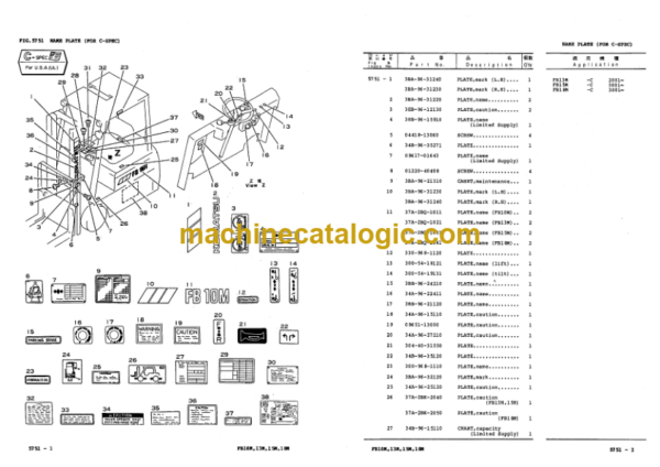 Komatsu FB10M FB13M-2 FB15M FB18M-2 Parts Book