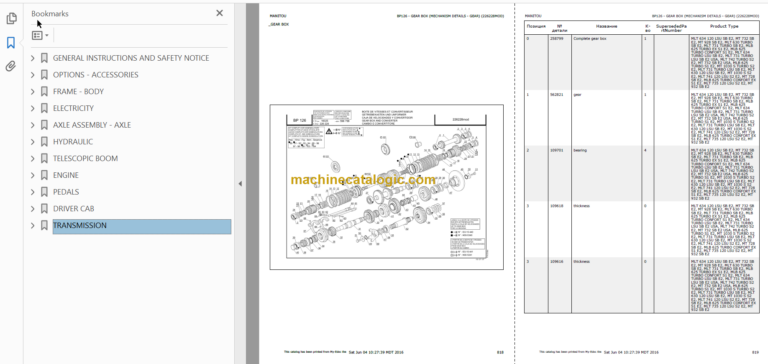 Manitou MT 732 SB E2 Parts Catalogue