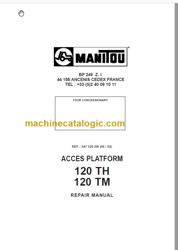 Manitou 120 TM REPAIR MANUAL