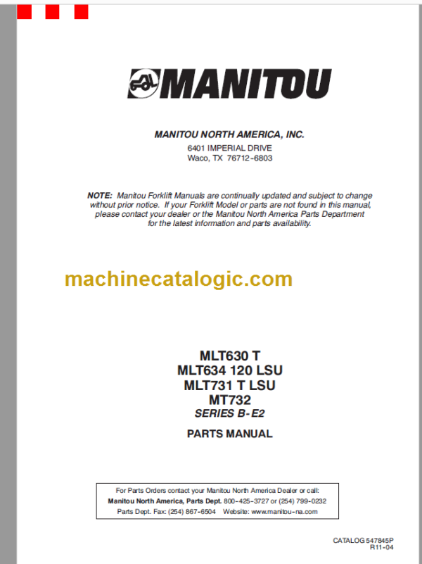 Manitou MT 732 Parts Manual