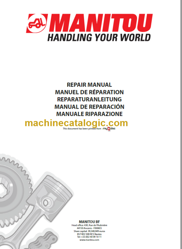 Manitou TMT 25.25 TMT 25.20 SR Serie 1-E2 Repair Manual