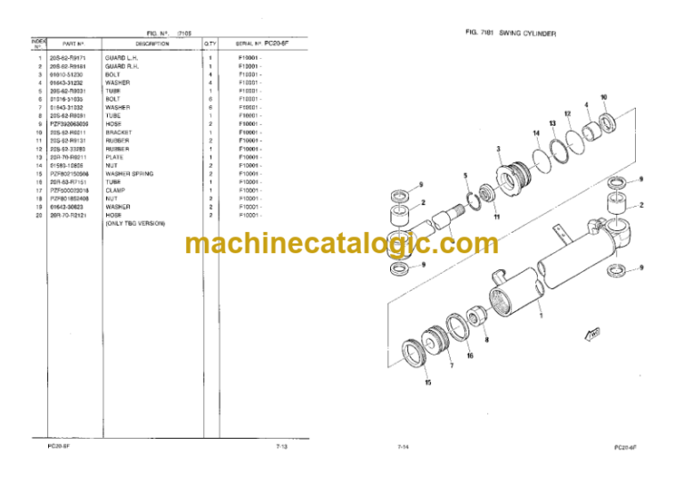 Komatsu PC20-6F Hydraulic Excavator Parts Book