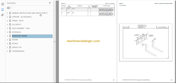 Manitou MT 932 SB E2 Parts Catalogue